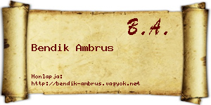 Bendik Ambrus névjegykártya
